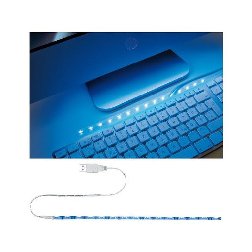 [PAU70456] Ruban USB 30cm bleu 1,5W 5V blanc mat/plastique