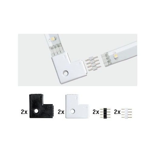 [PAU70599] Function YourLED Edge-Connector 90° kit de 4 blanc noir