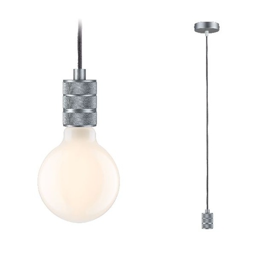 [PAU78434] Suspension Tilla Neordic max1x60W E27 gris aluminium 230V tissu/métal