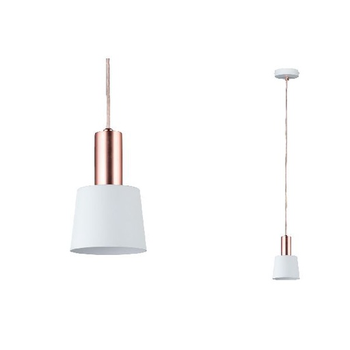 [PAU79656] Neordic Haldar suspension max 1x20W E14 Blanc/Cuivre mat 230V Métal