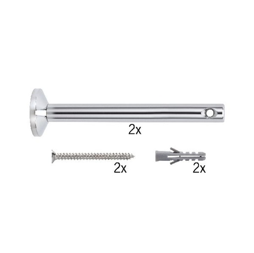 [PAU17824] Syst.Câble L&amp;E Renvoi d'angle/Support tubes à visser 1 paire 165mm Chrome