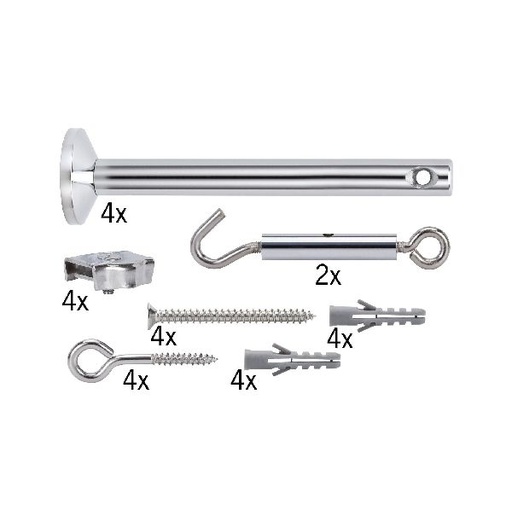 [PAU17834] Système Câble Light&amp;Easy Kit de traction 4 renvois d´angle 165mm Chrome Métal