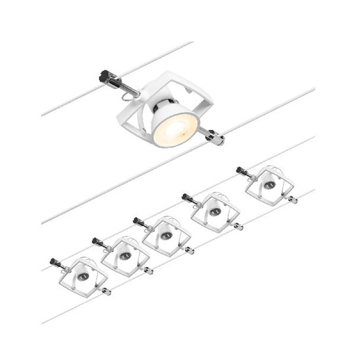 [PAU94432] Kit Wire MacII max5x10W GU5,3 Blanc mat/Chrome 12V CC 60VA plastique/Métal