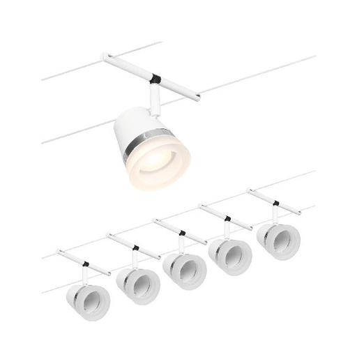 [PAU94461] Kit Wire Systems CC Cone max5x10W Blanc dép/chrome GU5,3 12V CC 60VA Syn/Métal