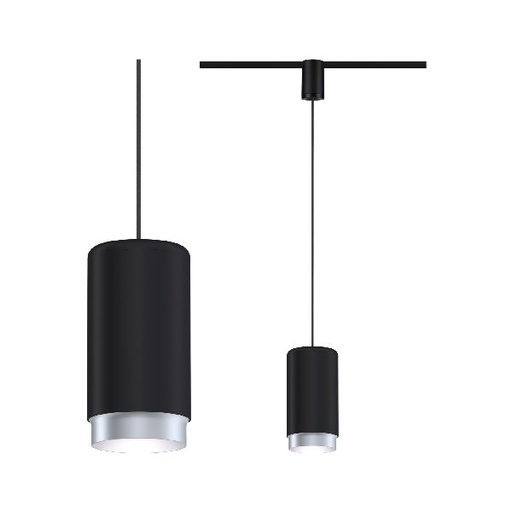 [PAU95402] Pendant URail Corus max.1x50W E27 noir dépoli 230V Métal/plastique