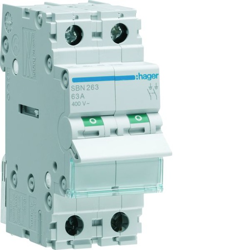 [HAG-SBN263] Interrupteur sectionneur 63A 2P 2 modules SBN263