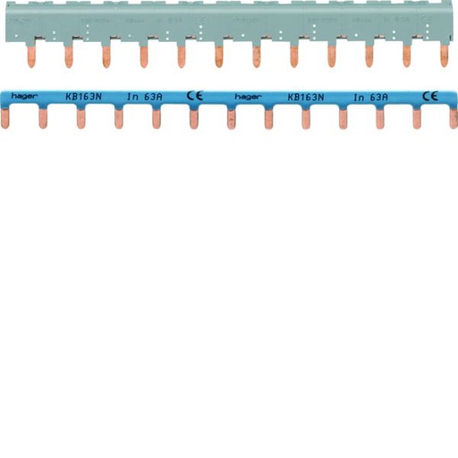 [HAG-KBN863A] Barres de pontage 3P+N 63A à languette 12modules pour bornes décalées KBN863A