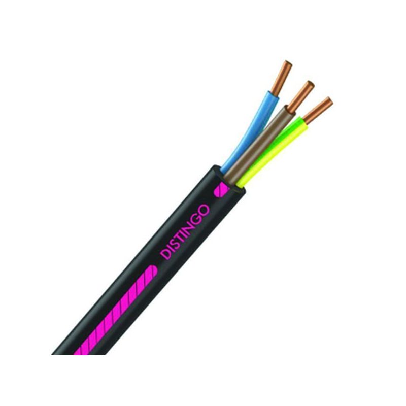 Câble électrique U-1000 R2V 3G1.5 mm2 cuivre rigide noir - couronne de 100m