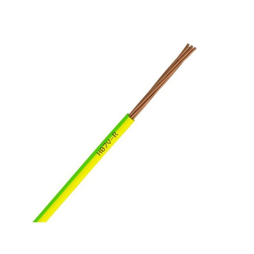[CAB-104VJ/1] Fil Électrique H07 VR 10 mm² Rigide Vert-Jaune - Prix au m