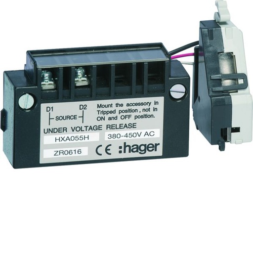 [HAG-HXA055H] Bobine à manque de tension retardée h3 h3+ 380 - 450VAC pour x160-P160-P250-P630 HXA055H