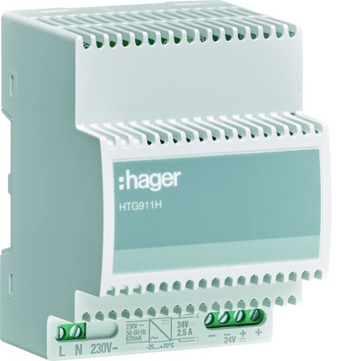 [HAG-HTG911H] Alimentation à découpage 230VAC/24VDC 2500mA à 70°C HTG911H