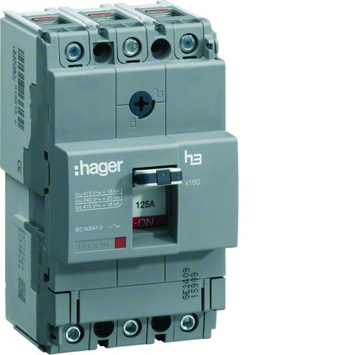 [HAG-HHA100H] Disjoncteur Boitier Moulé h3 x160 TM A/F 3P3D In100A Icu25kA à cage HHA100H