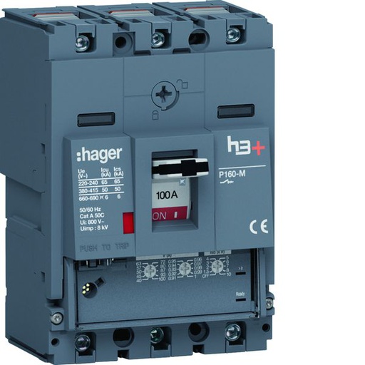 [HAG-HMS100GC] Disjoncteur Boitier Moulé h3+ P160 LSNI 3P In100A Icu50kA à cage HMS100GC