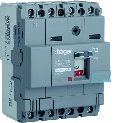[HAG-HNA051M] Disjoncteur Boitier Moulé h3 x160 MAG (ICB) 4P4D In50A Icu40kA à cage HNA051M