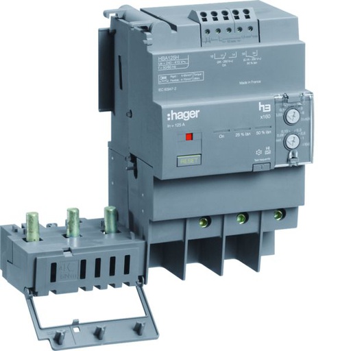 [HAG-HBA125H] Bloc différentiel x160 3P In125A Idn et temporisation réglables HBA125H