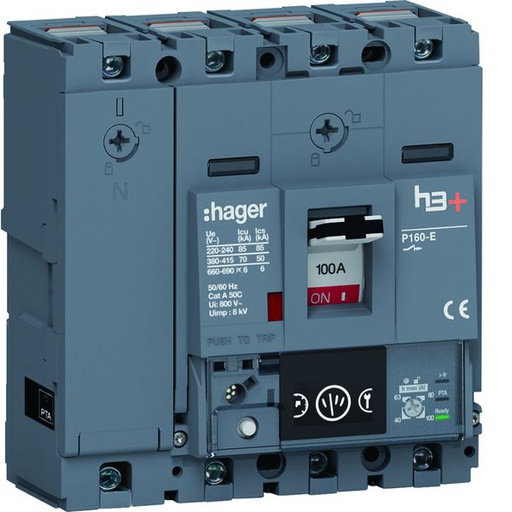 [HAG-HES101NC] Disjoncteur Boitier Moulé h3+ P160 ENERGY 4P4D In100A Icu70kA à cage HES101NC