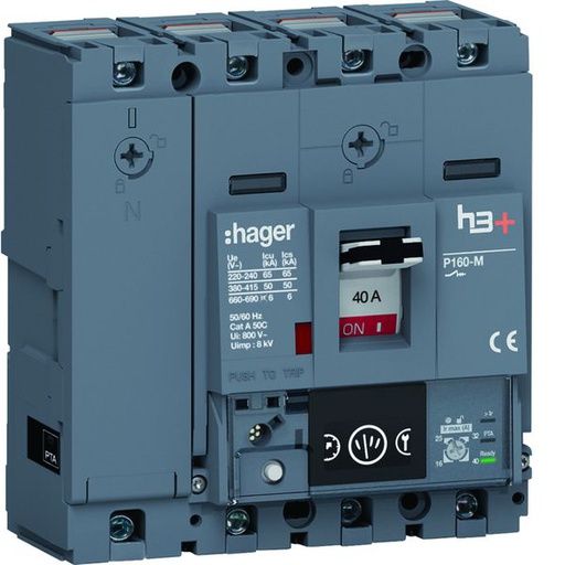 [HAG-HMS041NC] Disjoncteur Boitier Moulé h3+ P160 ENERGY 4P4D In40A Icu50kA à cage HMS041NC