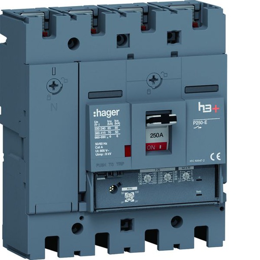 [HAG-HET251GR] Disjoncteur Boitier Moulé h3+ P250 LSNI 4P In250A Icu70kA à plage HET251GR