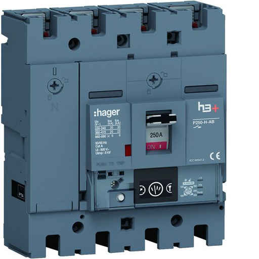 [HAG-HHT251NA] Disjoncteur Boitier Moulé h3+ P250 ENERGY AB 4P4D In250A Icu25kA à plage HHT251NA