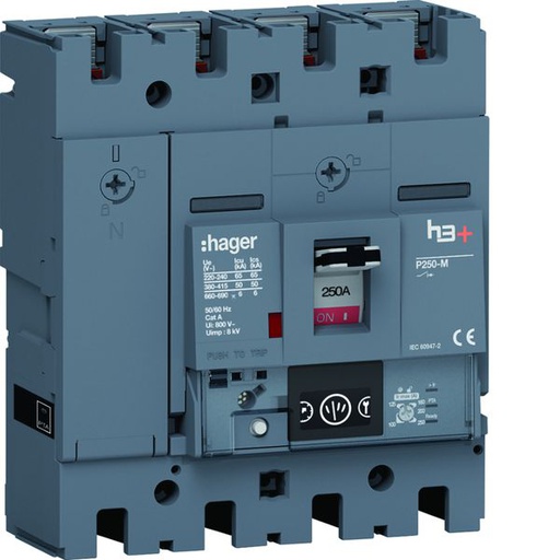 [HAG-HMT251NR] Disjoncteur Boitier Moulé h3+ P250 ENERGY 4P4D In250A Icu50kA à plage HMT251NR