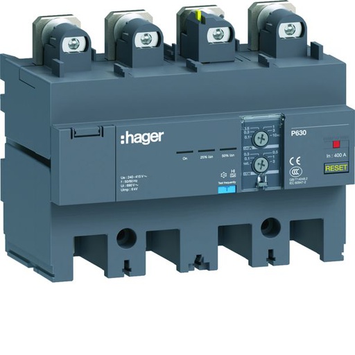 [HAG-HBW400H] Bloc différentiel P630 4P In400A Idn et temporisation réglables HBW400H