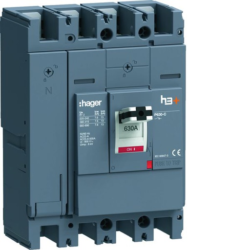 [HAG-HCW631AR] Interrupteur à déclenchement libre boitier moulé h3+ P630 4P In630A à plage HCW631AR