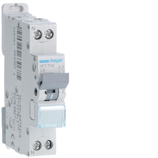 [HAG-NFT704] Disjoncteur 4A 1P+N 6-10kA Courbe C 1module NFT704