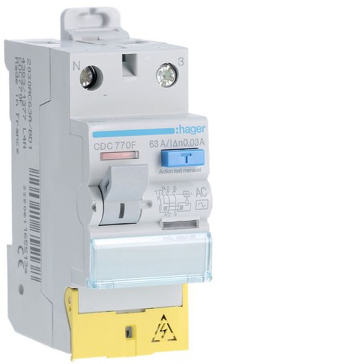 [HAG-CDC770F] Interrupteur différentiel 2 poles 63 A 30 mA Type AC à Borne décalée 60 Hz CDC770F