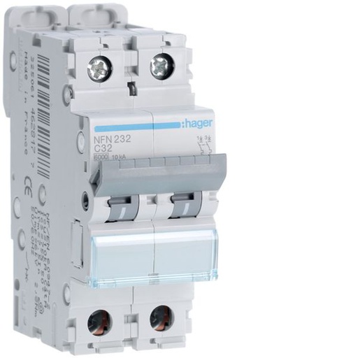 [HAG-NFN232] Disjoncteur 32A 2P 6-10kA Courbe C 2modules NFN232