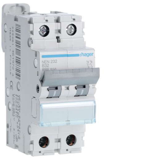 [HAG-NEN232] Disjoncteur 32A 2P 6-10kA Courbe B 2modules NEN232