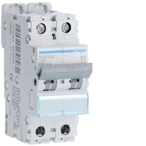 [HAG-NGN240] Disjoncteur 40A 2P 6-10kA Courbe D 2modules NGN240
