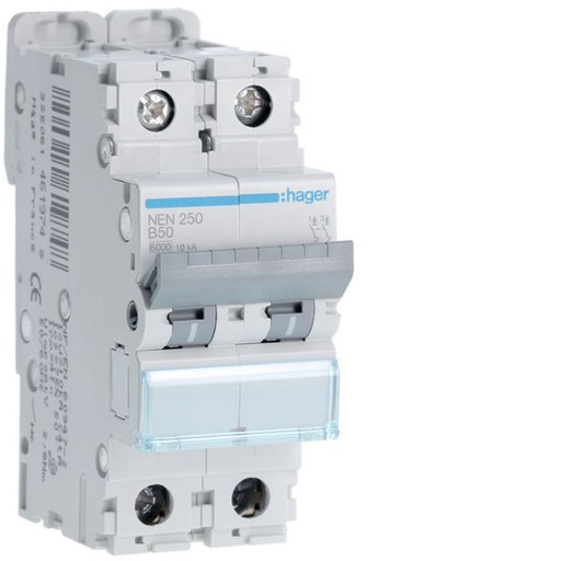 [HAG-NEN250] Disjoncteur 50A 2P 6-10kA Courbe B 2modules NEN250