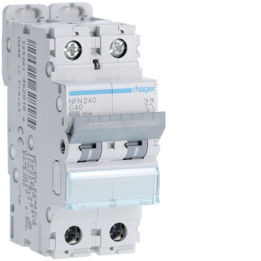 [HAG-NFN240] Disjoncteur 40A 2P 6-10kA Courbe C 2modules NFN240