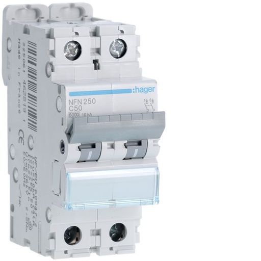 [HAG-NFN250] Disjoncteur 50A 2P 6-10kA Courbe C 2modules NFN250