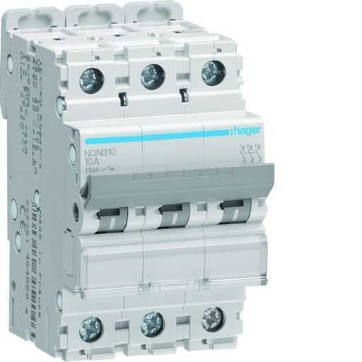 [HAG-NQN310] Disjoncteur 10A 3P 25kA Courbe B 3modules NQN310