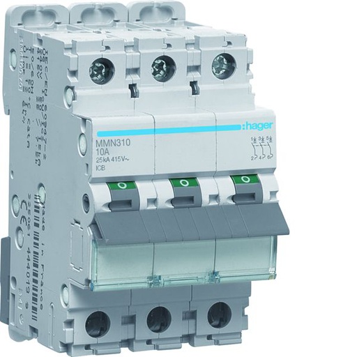 [HAG-MMN310] Disjoncteur magnétique 3P 25kA 10A 3 modules MMN310