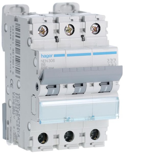 [HAG-NEN306] Disjoncteur 6A 3P 6-10kA Courbe B 3modules NEN306
