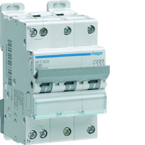 [HAG-NFT806] Disjoncteur 6A 3P+N 6-10kA Courbe C 3module NFT806