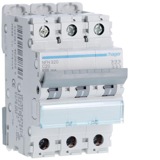 [HAG-NFN320] Disjoncteur 20A 3P 6-10kA Courbe C 3modules NFN320