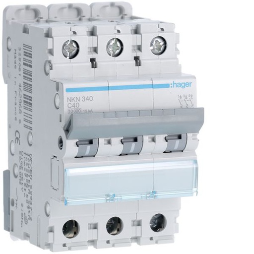 [HAG-NKN340] Disjoncteur 40A 3P 10-15kA Courbe C 3modules NKN340