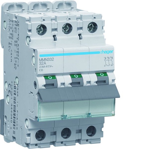 [HAG-MMN332] Disjoncteur magnétique 3P 20kA 32A 400V access. indicateur IEC 947-2 MMN332