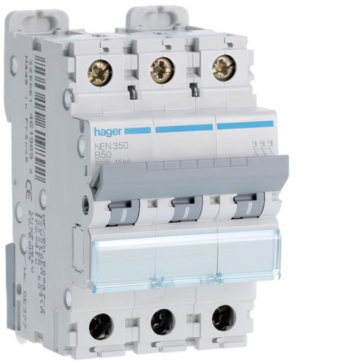 [HAG-NEN350] Disjoncteur 50A 3P 6-10kA Courbe B 3modules NEN350