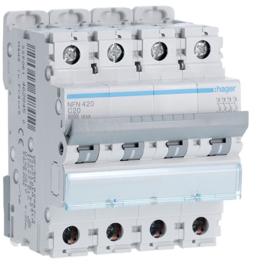 [HAG-NFN420] Disjoncteur 20A 4P 6-10kA Courbe C 4modules NFN420