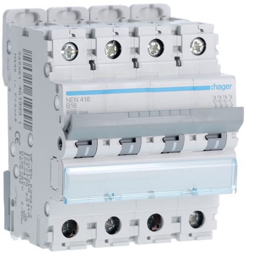 [HAG-NEN416] Disjoncteur 16A 4P 6-10kA Courbe B 4modules NEN416