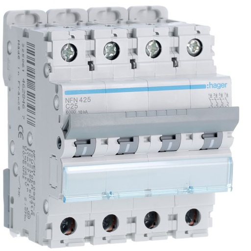 [HAG-NFN425] Disjoncteur 25A 4P 6-10kA Courbe C 4modules NFN425