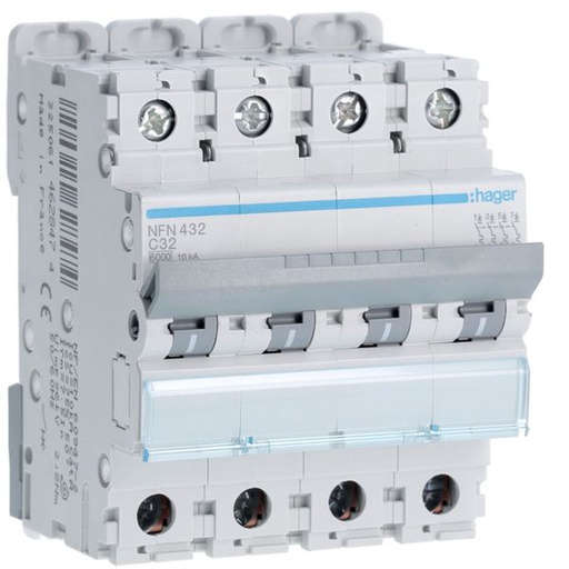 [HAG-NFN432] Disjoncteur 32A 4P 6-10kA Courbe C 4modules NFN432