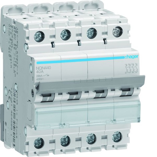 [HAG-NQN440] Disjoncteur 40A 4P 20kA Courbe B 4modules NQN440