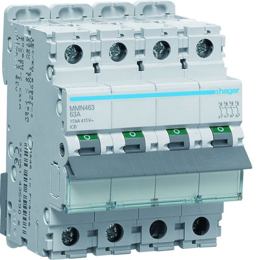 [HAG-MMN463] Disjoncteur magnétique 4P 15kA 63A 400V access. indicateur IEC 947-2 MMN463