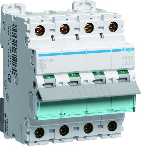 [HAG-NSN463] Disjoncteur 63A 4P 15kA Courbe D 4modules NSN463