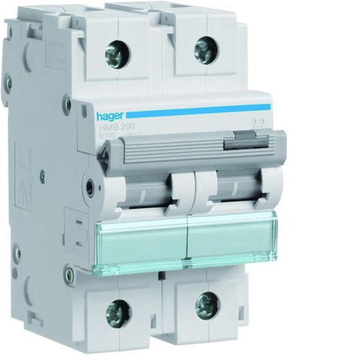 [HAG-HMB290] Disjoncteur 100A 2P 15kA Courbe B 3modules HMB290